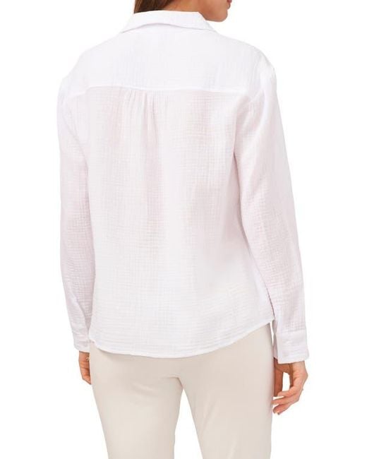 Chaus White V-Neck Collared Blouse
