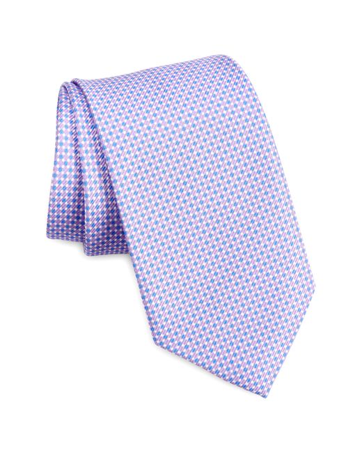 David Donahue Blue Dot Pattern Silk Tie for men