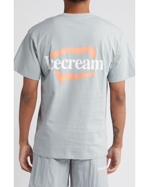 ICECREAM Gray Logo Cotton Graphic T-shirt for men
