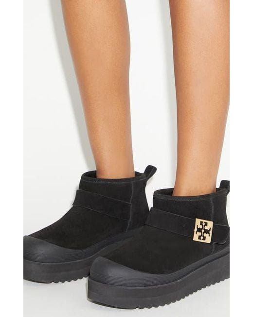 Tory Burch Black Mellow Genuine Shearling Lined Platform Boot