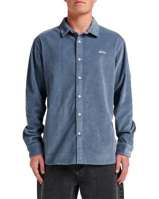 Quiksilver Blue Cotton Corduroy Button-Up Overshirt for men