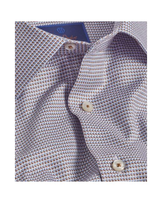David Donahue Blue Regular Fit Geometric Pattern Twill Dress Shirt for men