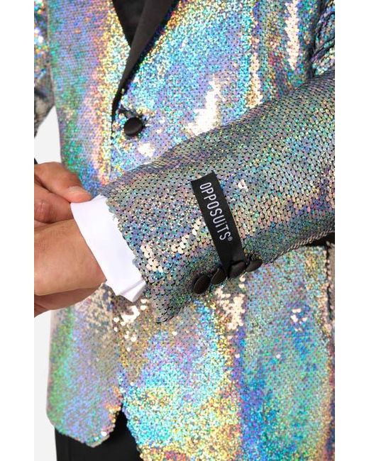 Opposuits Gray Holographic Sequins Dinner Jacket for men