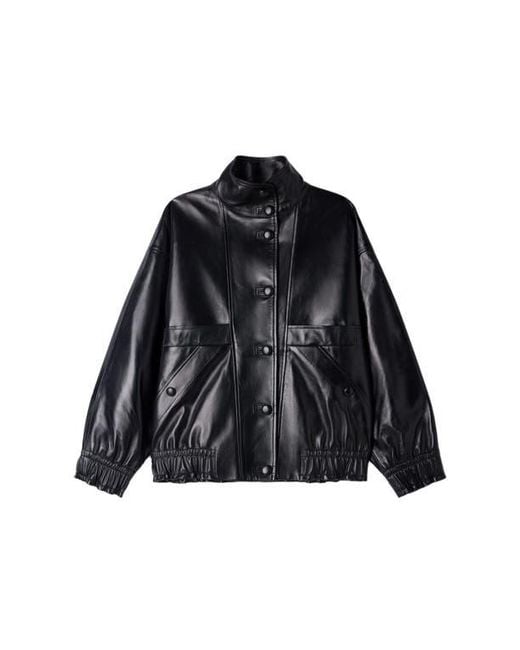 Sandro Blue Oversized Leather Jacket