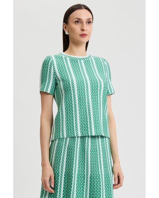 Ming Wang Green Roadmap Pattern Soft Knit Top