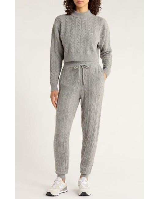 Mpg Gray Cable Knit Crop Sweater