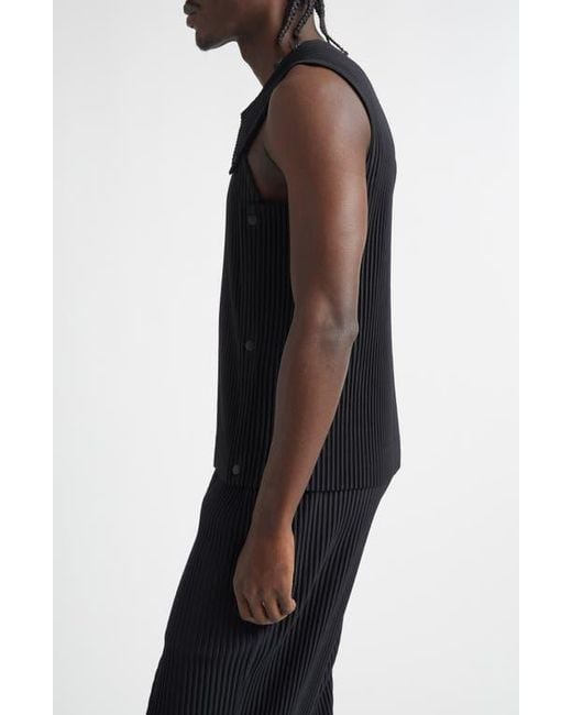 Homme Plissé Issey Miyake Stone Cloud Pleated Top in Black for Men