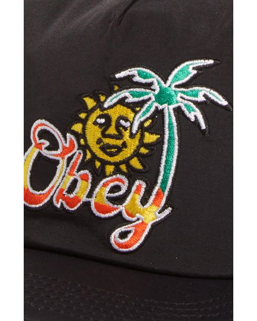 Obey Black Tropical Adjustable Baseball Cap for men