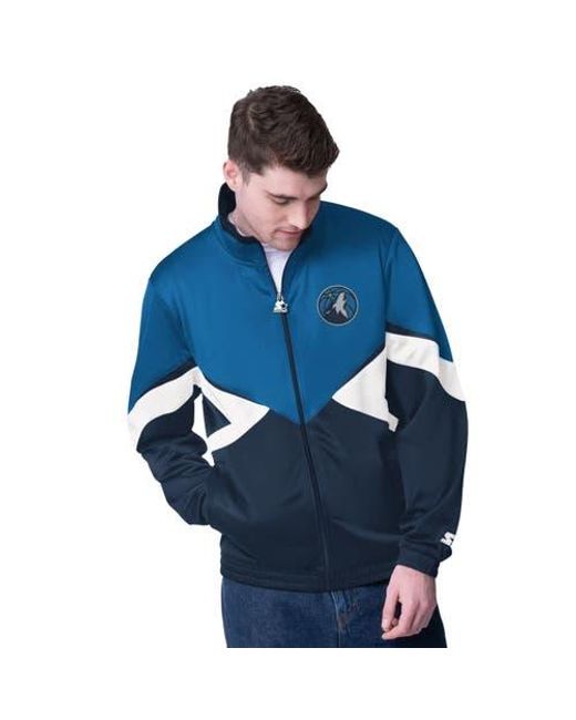 Starter Blue Minnesota Timberwolves Rush Applique Full-Zip Track Jacket for men