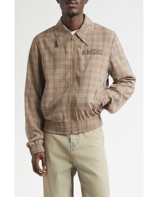 Amiri Brown Check Wool Blouson Jacket for men