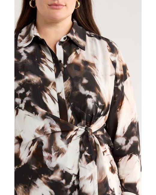 Nordstrom Black Long Sleeve Faux Wrap Dress