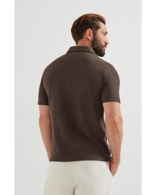 Brunello Cucinelli Brown Piqué Polo Shirt for men