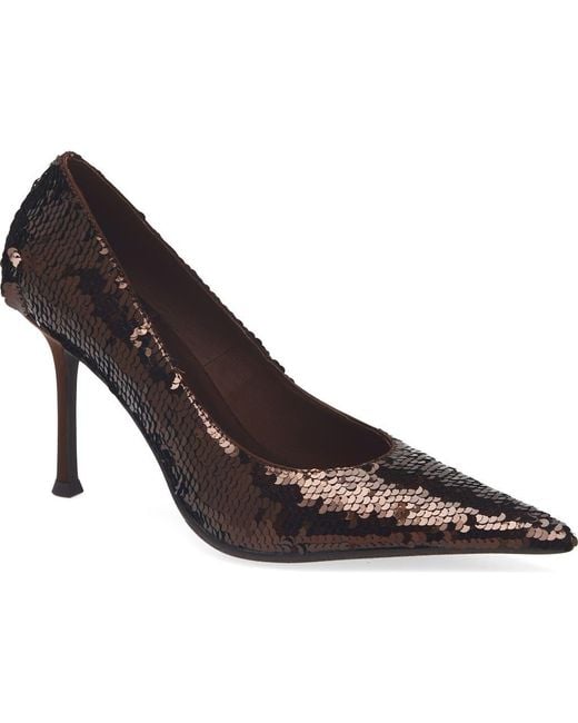 Jeffrey Campbell Brown Risk Sequin Pointed Toe Pump