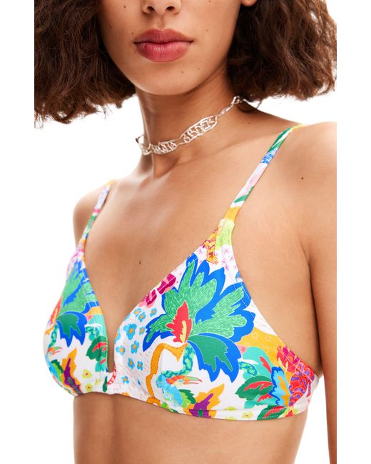 Desigual Blue Jungle Triangle Bikini Top