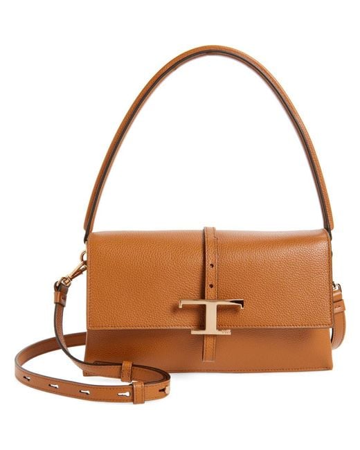 Tod's Brown Mini T Timeless Leather Shoulder Bag