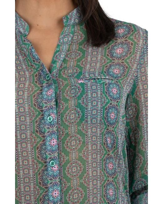 Kut From The Kloth Blue Jasmine Chiffon Button-Up Shirt