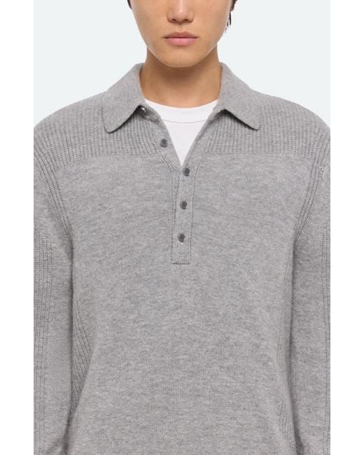 Helmut Lang Gray Block Polo Sweater for men