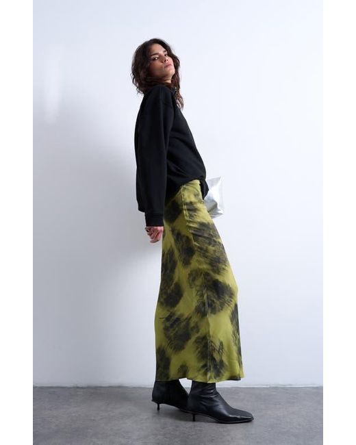 TOPSHOP Black Bias Cut Satin Maxi Skirt