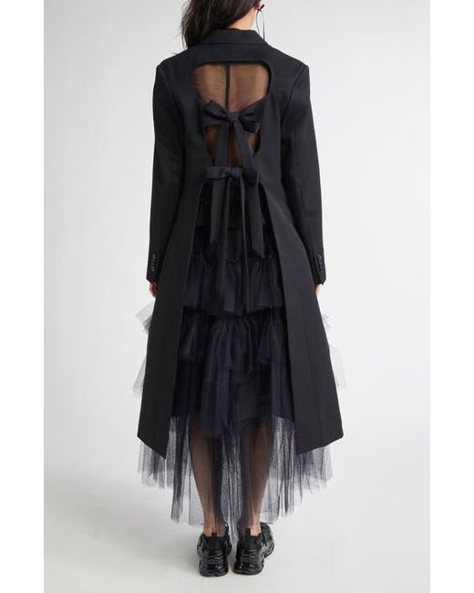 Simone Rocha Black Cutout Bow Detail Worsted Coat