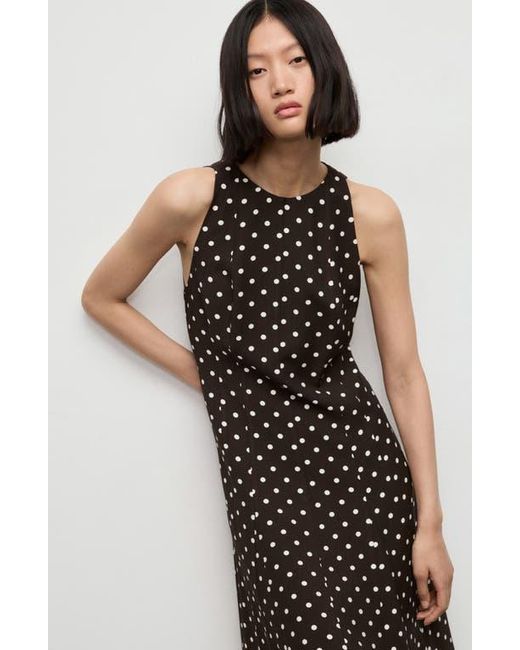 Mango Polka Dot A-Line Midi Dress in Black | Lyst