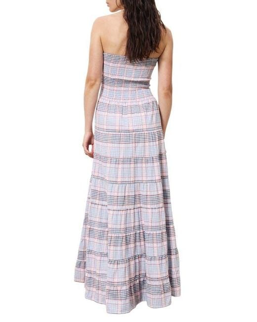 FRNCH Purple Dalel Smocked Tiered Strapless Maxi Dress