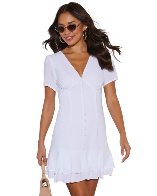 Vici Collection White Persuasive Tiered Empire Waist Minidress