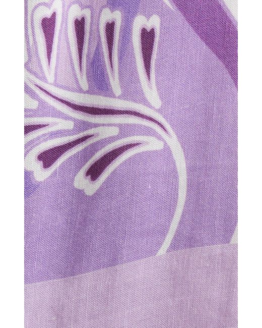 Farm Rio Purple Color Festival Long Sleeve Linen Blend Cover-up Dress