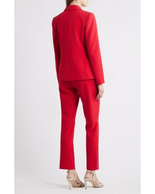 Tahari Red One-Button Crepe Jacket & Pants Set