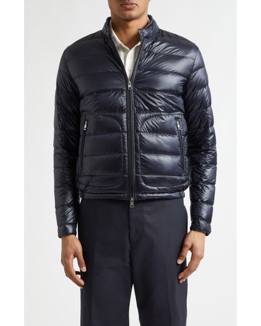 Moncler Blue Acorus Short Down Jacket for men