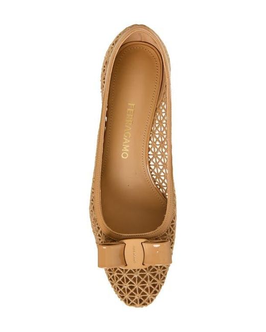 Ferragamo Natural Macramé Vara Bow Pump