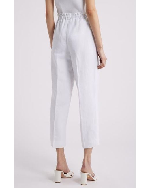 Anne Klein White Linen Blend Drawstring Pants