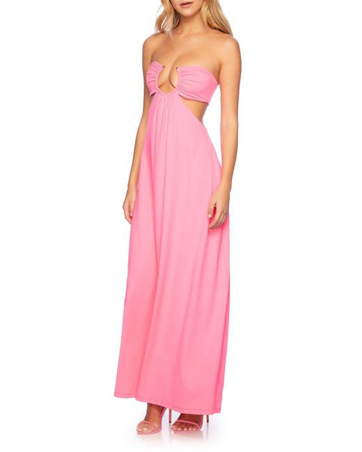 Susana Monaco Pink U Wire Cutout Strapless Maxi Dress