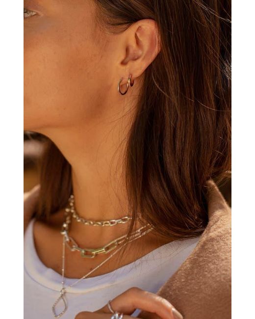 Monica Vinader Metallic Small Riva Wave Diamond Hoop Earrings