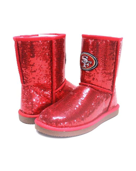 Cuce Red San Francisco 49ers Sequin Boots