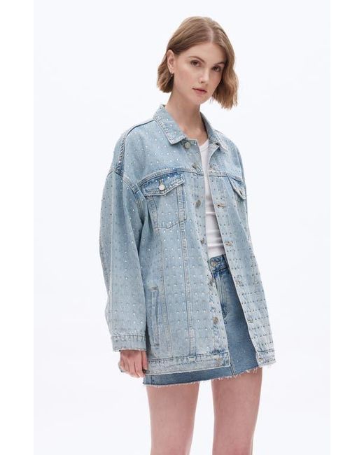 Bayeas Blue Oversize Rhinestone Denim Jacket