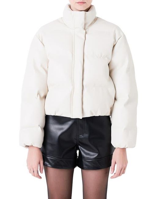 Grey Lab White Crop Puffer Jacket