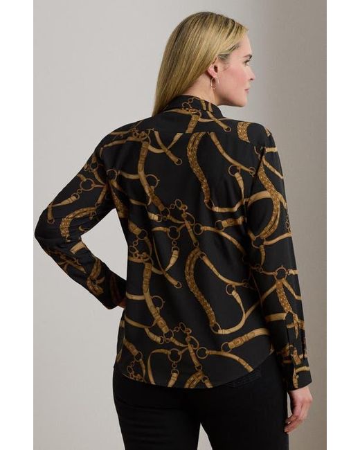 Ralph Lauren Black Belting Print Classic Fit Crepe Button-Up Shirt