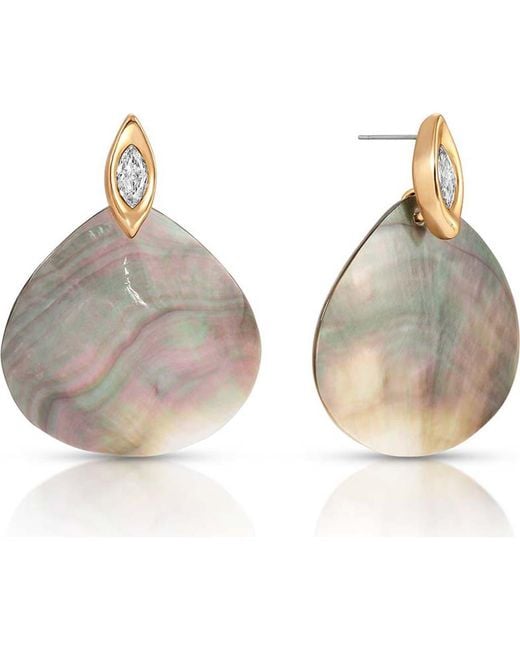 Ettika Brown Shell Statement Drop Earrings