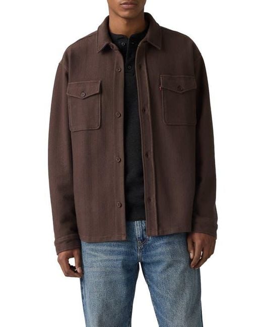Levi's Brown Bayview Soft Worker Cotton Button-Up Overshirt for men