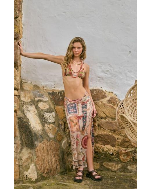 Agua Bendita Orange Tock Fiore Cover-Up Skirt