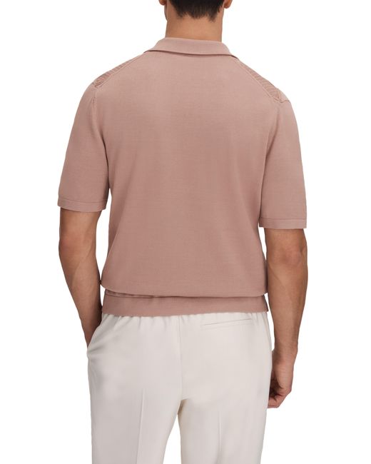 Reiss Pink Fortune Cable Cotton Polo Sweater for men