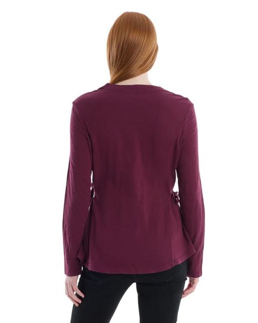 Wilt Purple Mixed Media Double Layer Effect V-Neck Tee