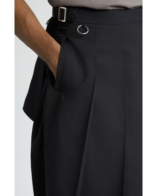 Undercover Black Pleated Layered Wool Blend Skirt for men