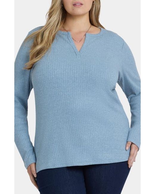 NYDJ Blue Metallic Rib Top