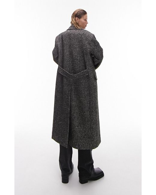 TOPSHOP Black Wool Blend Longline Coat