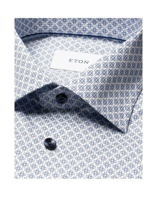 Eton of Sweden Gray Contemporary Fit Geometric Print Cotton Dress Shirt for men