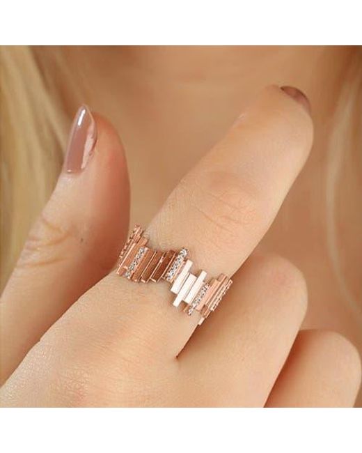 Spero London Pink New Multiple Bar Sterling Ring