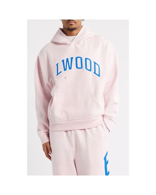 Elwood Pink Fireside Distressed Logo Hoodie for men