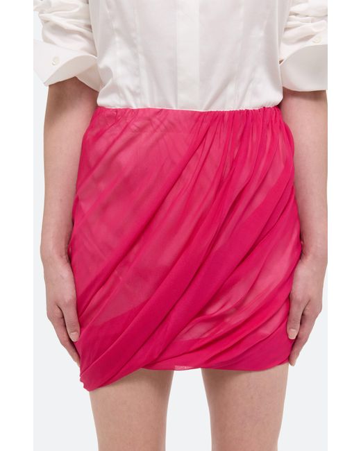 Helmut Lang Pink Bubble Silk Miniskirt