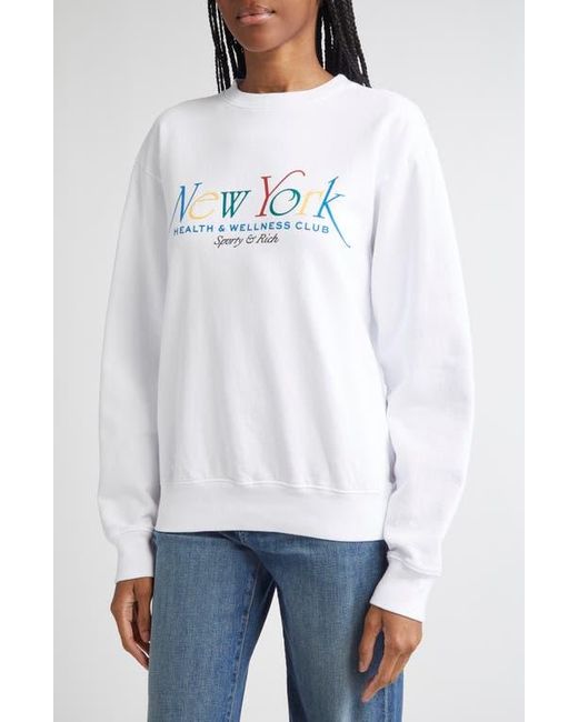 Sporty & Rich White Ny 94 Long Sleeve Cotton T-Shirt